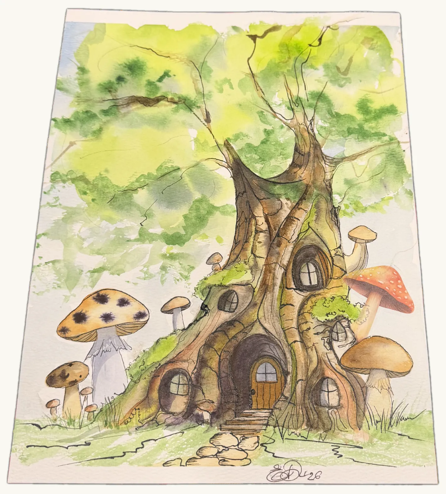 The Hollow — Ink & watercolour by Elena Doljenkova